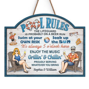 Our Love Is As Deep As This Pool - Couple Personalized Custom Home Decor Wood Sign - Gift For Husband Wife, Anniversary