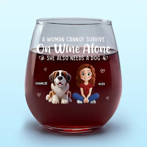 All I Need Is Wine And My Dog - Dog Personalized Custom Wine Glass - Gift For Pet Owners, Pet Lovers