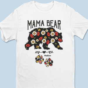 Strong As A Mama Bear, Soft As A Flower - Family Personalized Custom Unisex T-shirt, Premium T-shirt, Hoodie - Mother's Day Gift For Mom, Grandma