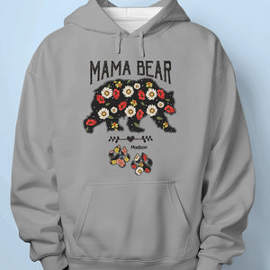Strong As A Mama Bear, Soft As A Flower - Family Personalized Custom Unisex T-shirt, Premium T-shirt, Hoodie - Mother's Day Gift For Mom, Grandma