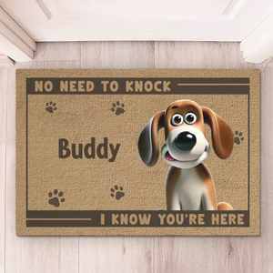 Forget Knocking, We Heard You A Mile Away - Dog Personalized Custom Home Decor Decorative Mat - House Warming Gift For Pet Owners, Pet Lovers