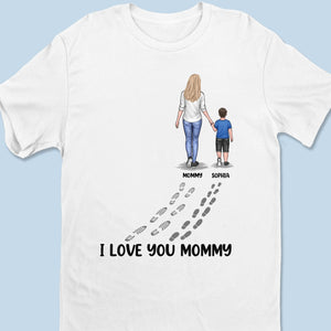 Following In Your Footsteps With Love & Gratitude - Family Personalized Custom Unisex T-shirt, Premium T-shirt, Hoodie - Mother's Day Gift For Mom, Grandma
