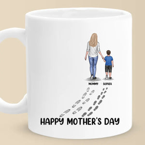 A Mother’s Love Leaves Footprints On The Heart - Family Personalized Custom Mug - Mother's Day, Gift For Mom, Grandma