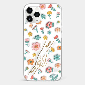 Holding Love Always - Family Personalized Custom 3D Inflated Effect Printed Clear Phone Case - Gift For Mom, Grandma