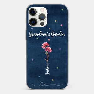 Her Garden Grows With Love - Family Personalized Custom Clear Phone Case - Mother's Day, Gift For Mom, Grandma