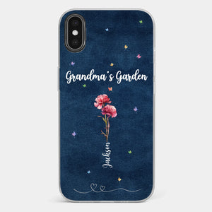 Her Garden Grows With Love - Family Personalized Custom Clear Phone Case - Mother's Day, Gift For Mom, Grandma