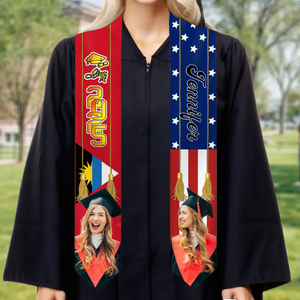 Custom Photo Watch Me Shine - Family Personalized Custom Triangle Graduation Stole - Graduation Gift For Family Members, Siblings, Brothers, Sisters