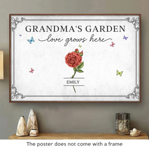 Watered By Hugs & Sunshine - Family Personalized Custom Horizontal Poster - Mother's Day, Gift For Mom, Grandma