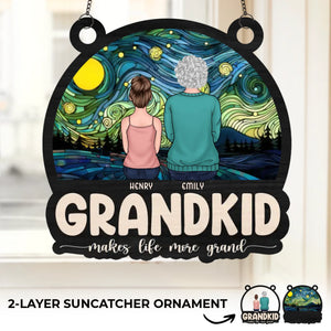 My Universe Is Built Of Grandkids - Family Personalized Window Hanging Suncatcher Ornament - Mother's Day, Gift For Mom, Grandma