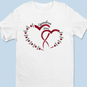 Love Begins With Her, And Grows With Us - Family Personalized Custom Unisex T-shirt, Premium T-shirt, Hoodie - Mother's Day, Gift For Mom, Grandma