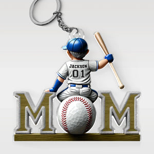 Baseball Life, Mom’s Pride - Family Personalized Custom Shaped Acrylic Keychain - Mother's Day, House Warming Gift For Mom, Sport Lovers, Sport Players