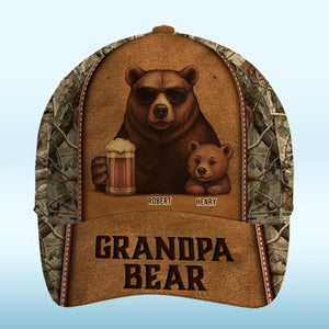 Raised Right By The Strongest Bear - Family Personalized Custom Hat, All Over Print Classic Cap - Father's Day, Gift For Dad, Grandpa