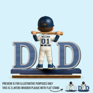 Pitch Perfect Dad - Family Personalized Custom Shaped 2-Layered Wooden Plaque With Flat Stand - Father's Day, House Warming Gift For Dad, Sport Lovers, Sport Players