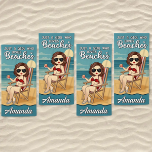 Just A Girl Who Needs Vitamin Sea - Bestie Personalized Custom Beach Towel - Summer Vacation Gift, Birthday Pool Party Gift For Best Friends, BFF, Sisters