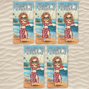 Just A Girl Living Her Beach Dream - Bestie Personalized Custom Beach Towel - Summer Vacation Gift, Birthday Pool Party Gift For Best Friends, BFF, Sisters