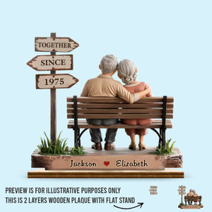 Together Is My Favorite Place To Be - Couple Personalized Custom Shaped 2-Layered Wooden Plaque With Flat Stand - House Warming Gift For Husband Wife, Anniversary