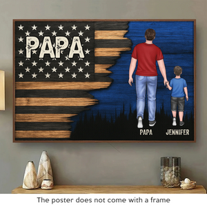 Held By Your Hands, Guided By Your Heart - Family Personalized Custom Horizontal Poster - Father's Day, Gift For Dad, Grandpa