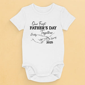Our First Steps Together - Family Personalized Custom Baby Onesie - Father's Day, Baby Shower Gift, Gift For First Dad, Baby Kids, Newborn