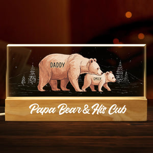 Papa Bear Leading The Way - Family Personalized Custom Acrylic Letters 3D LED Night Light - Father's Day, Gift For Dad, Grandpa