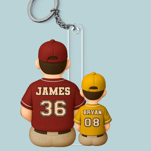 Coached By Dad, Fueled By Love - Family Personalized Custom Shaped Acrylic Keychain - Father's Day, Gift For Dad, Sport Lovers, Sport Players