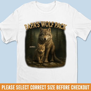 Papa’s Wolf Pack - Family Personalized Custom Unisex T-shirt, Premium T-shirt, Hoodie - Father's Day, Gift For Dad, Grandpa
