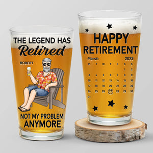 The Legend Has Clocked Out - Coworker Personalized Custom Beer Glass - Appreciation, Retirement Gift For Coworkers, Work Friends, Colleagues