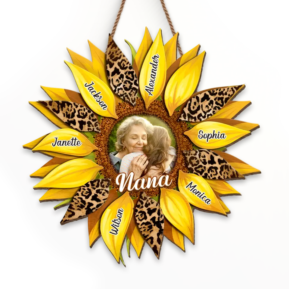 Custom Photo Flower Are Restful To Look At - Family Personalized Custom Shaped Home Decor Wood Sign - House Warming Gift For Mom, Grandma