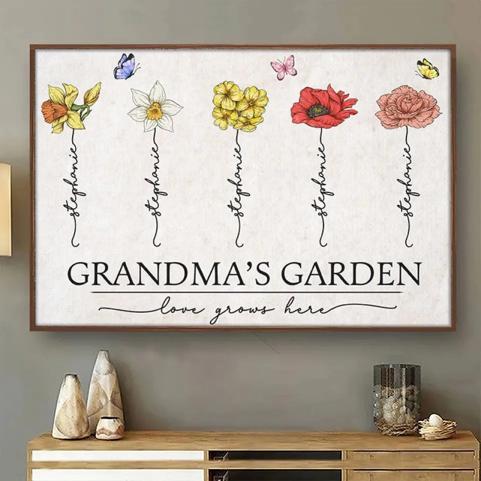 A Grandma Is Love That You Never Outgrow - Family Personalized Custom Horizontal Poster - Mother's Day, Gift For Grandma  Copy