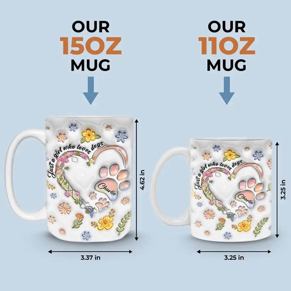 Just A Girl Who Loves Dogs - Dog Personalized Custom 3D Inflated Effect Printed Mug - Mother's Day, Gift For Pet Owners, Pet Lovers