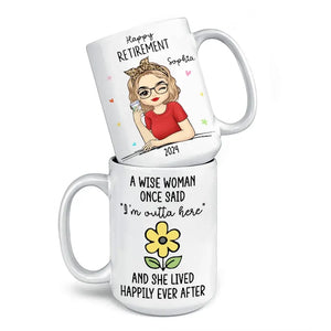 She Lived Happily Ever After - Personalized Custom Mug - Appreciation, Retirement Gift For Coworkers, Work Friends, Colleagues