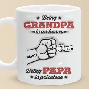 Being Grandpa Is An Honor - Family Personalized Custom 3D Inflated Effect Printed Mug - Father's Day, Gift For Dad, Grandpa