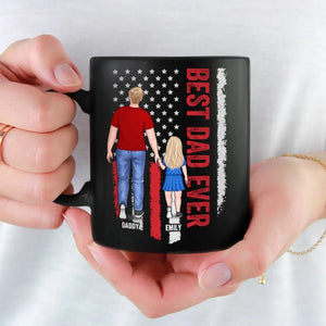 Having Someone To Love Is Family - Family Personalized Custom Black Mug - Father's Day, Gift For Dad, Grandpa