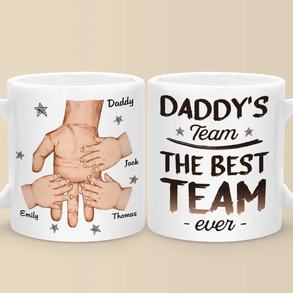 The Best Team Ever - Family Personalized Custom Mug - Father's Day, Gift For Dad, Grandpa