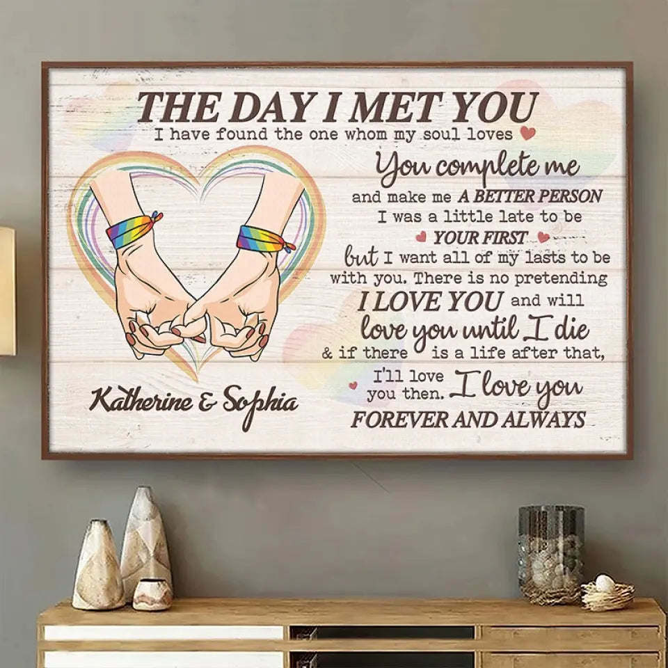 The Day I Met You I Have Found The One Whom My Soul Loves - Couple Personalized Custom Horizontal Poster - Gift For Husband Wife, Anniversary, LGBTQ+