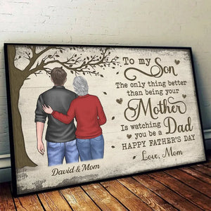 To My Son, Happy Father's Day - Family Personalized Custom Horizontal Poster - Father's Day Gift For Son