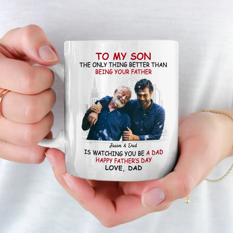 Custom Photo A Son Is A Love Letter - Family Personalized Custom Mug - Father's Day, Gift For Son