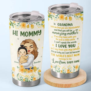 The World's Best Mom Belongs To Me - Family Personalized Custom Tumbler - Mother's Day, Baby Shower Gift, Gift For First Mom