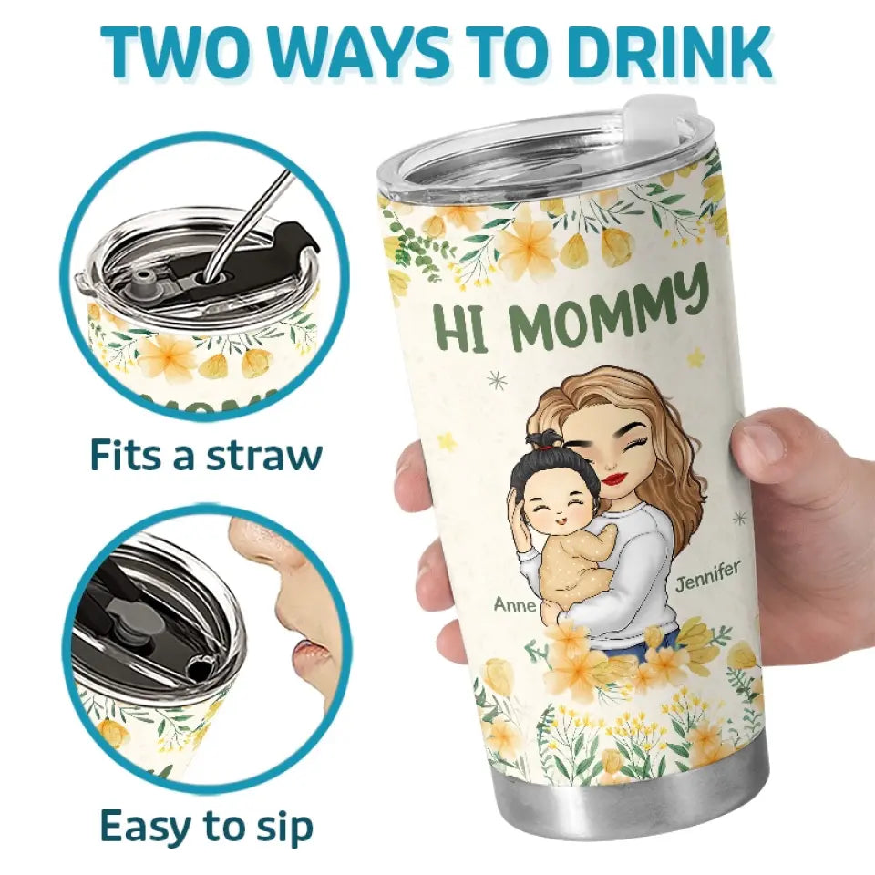 The World's Best Mom Belongs To Me - Family Personalized Custom Tumbler - Mother's Day, Baby Shower Gift, Gift For First Mom