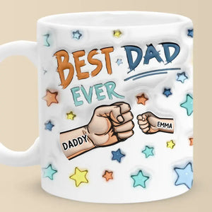 A Son's First Hero, A Daughter's First Love - Family Personalized Custom 3D Inflated Effect Printed Mug - Father's Day, Gift For Dad