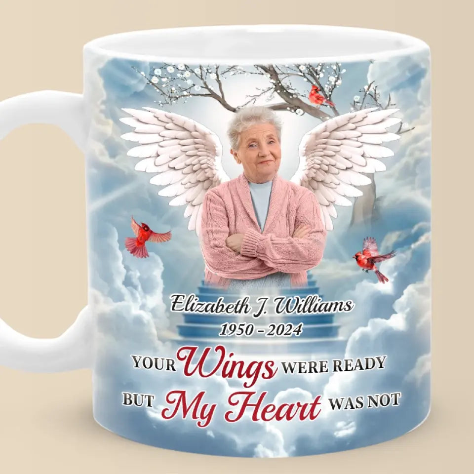 Custom Photo A Big Piece Of My Heart Lives In Heaven - Memorial Personalized Custom Mug - Sympathy Gift For Family Members