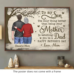 To My Son, Happy Father's Day - Family Personalized Custom Horizontal Poster - Father's Day Gift For Son