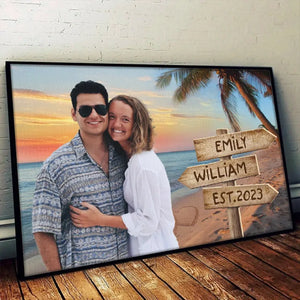 Custom Photo Where There Is Love There Is Life - Couple Personalized Custom Horizontal Poster - Gift For Husband Wife, Anniversary