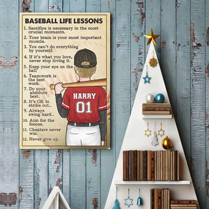 Never Give Up - Family Personalized Custom Horizontal Poster - Gift For Family Members, Baseball Players, Baseball Lovers