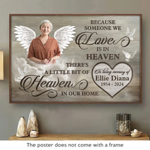 Custom Photo Love Is In Heaven - Memorial Personalized Custom Horizontal Poster - Sympathy Gift For Family Members