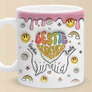 One Soul, Two Bodies - Bestie Personalized Custom 3D Inflated Effect Printed Mug - Gift For Best Friends, BFF, Sisters