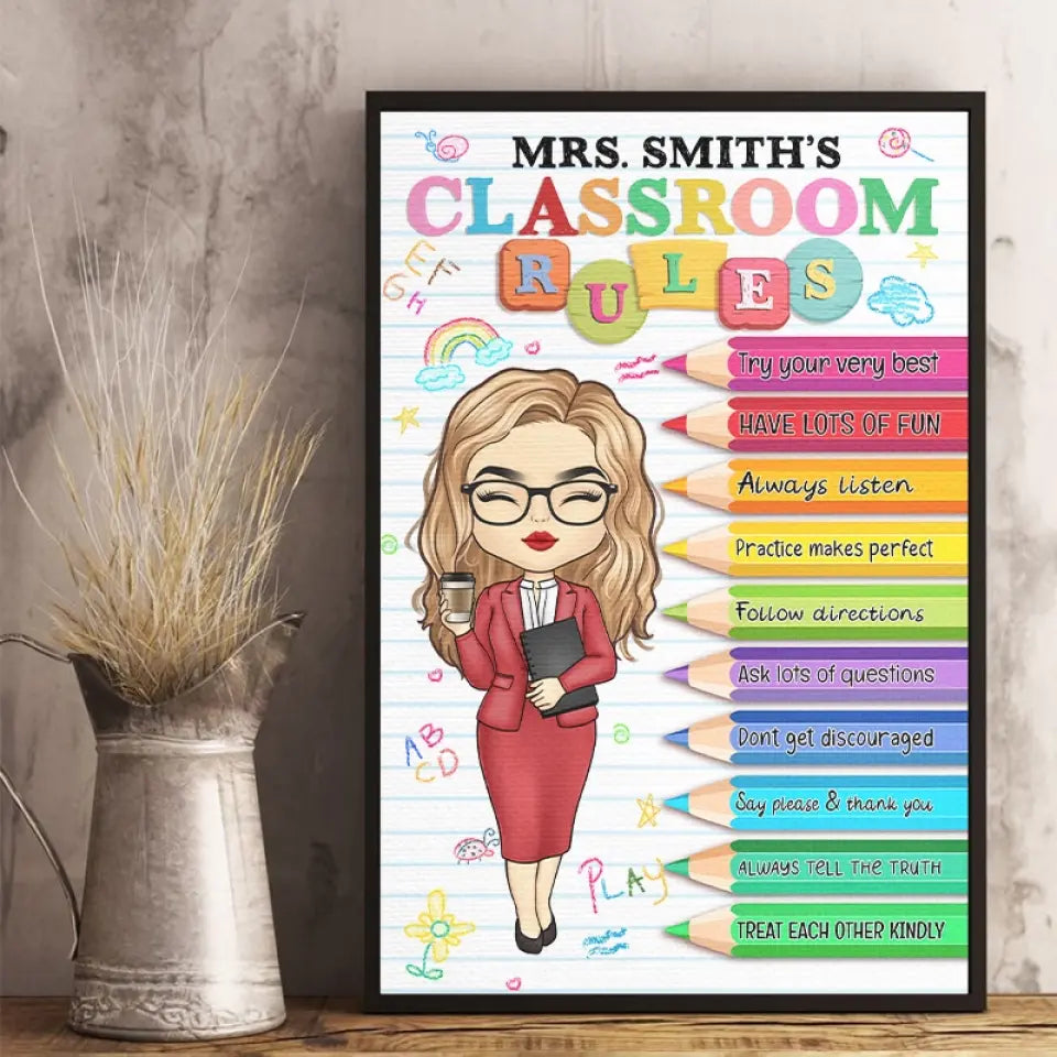 Keep Calm And Follow The Rules - Teacher Personalized Custom Vertical Poster - Gift For Teacher