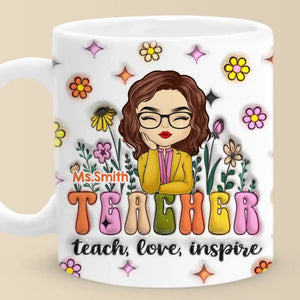 Teacher Helps Little Minds Grow - Teacher Personalized Custom 3D Inflated Effect Printed Mug - Gift For Teacher