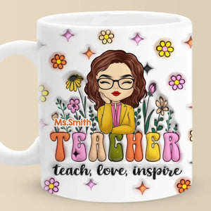 Teacher Helps Little Minds Grow - Teacher Personalized Custom 3D Inflated Effect Printed Mug - Gift For Teacher