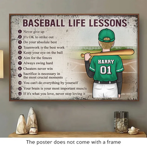 Keep Your Eye On The Ball - Family Personalized Custom Horizontal Poster - Gift For Family Members, Baseball Players, Baseball Lovers