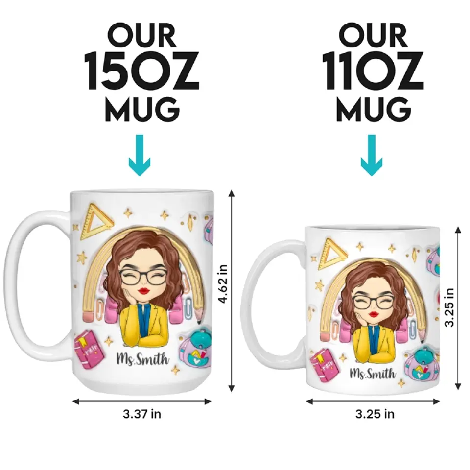 It Takes A Big Heart To Teach Little Minds - Teacher Personalized Custom 3D Inflated Effect Printed Mug - Gift For Teacher